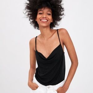 🖤 Zara Draped Neckline Bodysuit - Size L